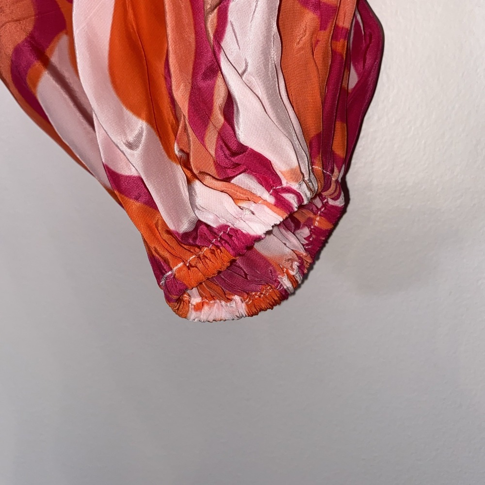 Rococo Sand Emily Wrap Dress Size L Pink Orange Long Sleeve Mini Bohemian Resort - Picture 6 of 10